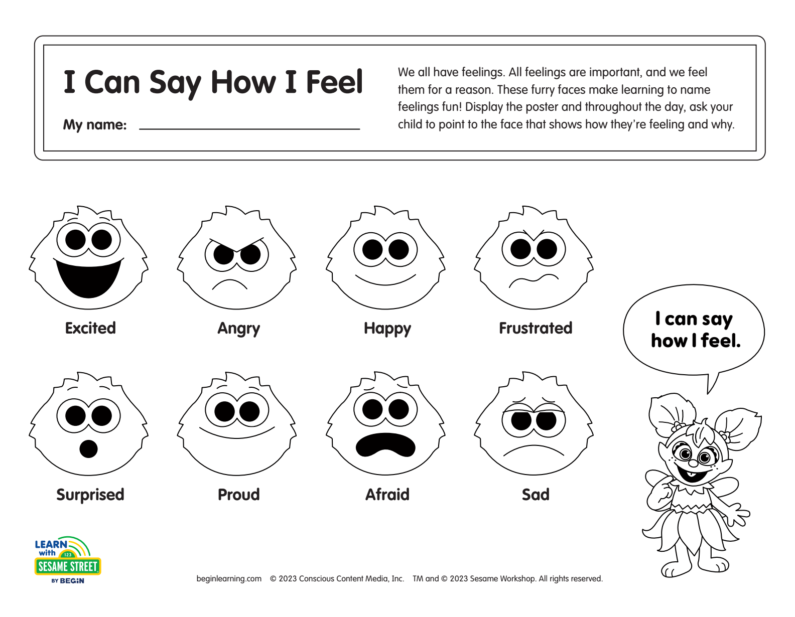 printable for emotions and how you feel
